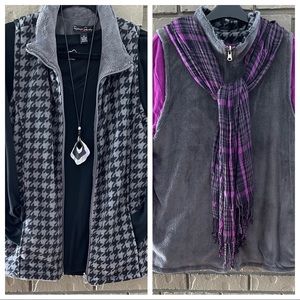 Reversible Vest Plush Houndstooth